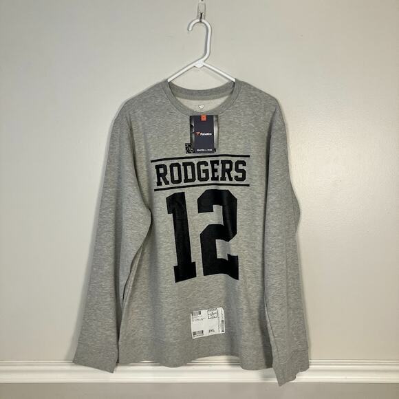 Aaron Rodgers #12 NFLPA Player Issued Crewneck Sweatshirt FANATICS Gray XXL 2XL - Picture 1 of 8